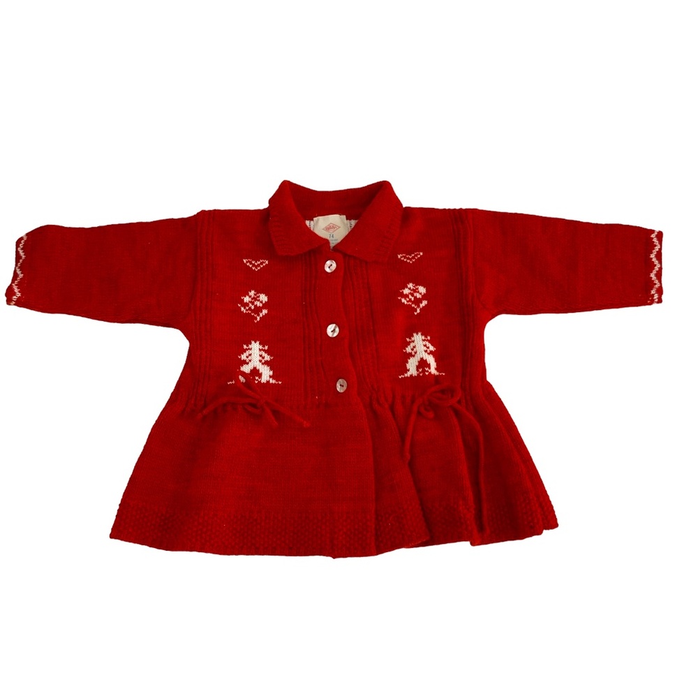 OLILY SWEATER SIZE: 9 to 12 Months PEPLUM TIE WAIST 3 BUTTON RED